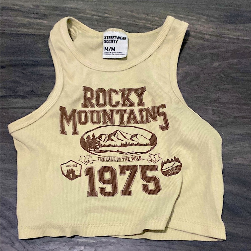 Yellow Rocky Mountains Crop Top